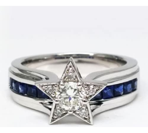 Anillo De Plata De Ley 925 Con Forma De Estrella De Pentagra