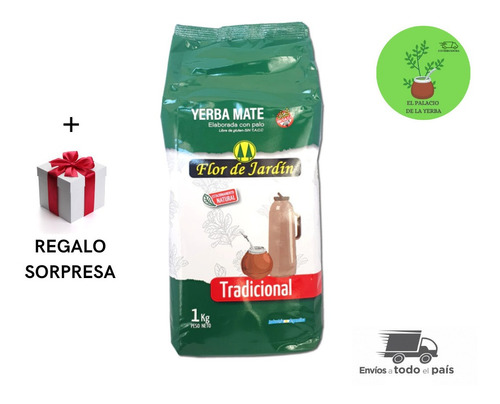 Yerba Mate Flor De Jardín Tradicional X 12u De 1 Kg + Regalo