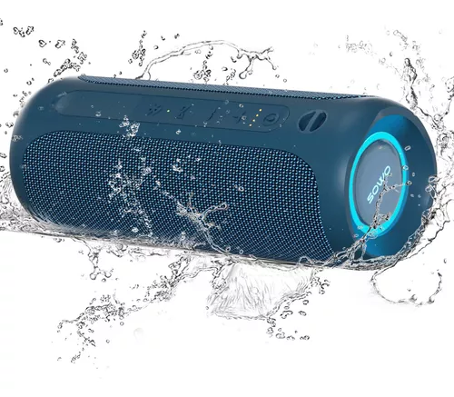  Altavoz Bluetooth portátil, altavoz Bluetooth inalámbrico  impermeable IPX7, tecnología Bassboom y sonido estéreo fuerte de 25 W,  espectáculo de luz LED con emparejamiento TWS, tiempo de reproducción de 16  horas para