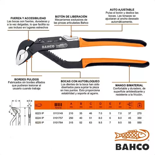 MORDAZA PICO LORO 8224 200MM BAHCO - HERRAMIENTAS FIJACIÓN