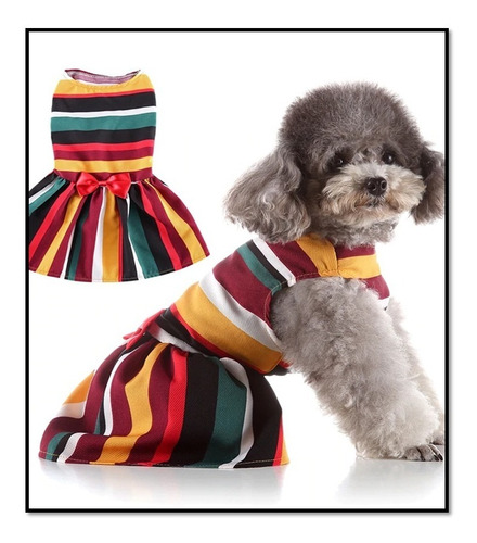 Vestido Para Perro O Gato Rayas De Colores