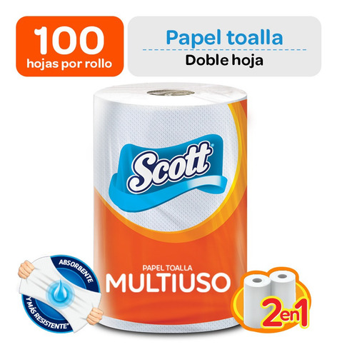 Papel Toalla Scott Multiusos (2 En 1)