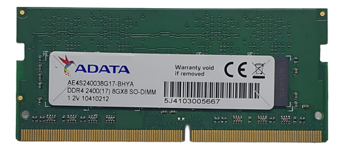 Memoria Adata Ddr4 8gb Notebook Pc4-2400t 1rx8 1.2v