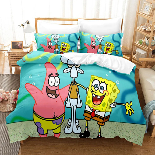 D Juego De Fundas De Edredón De Bob Esponja, 3 Piezas,