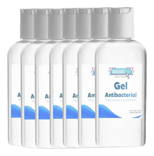 Imagen 1 de 3 de Gel Antibacterial Alcohol Bolsillo Desinfectante 60ml 6pz