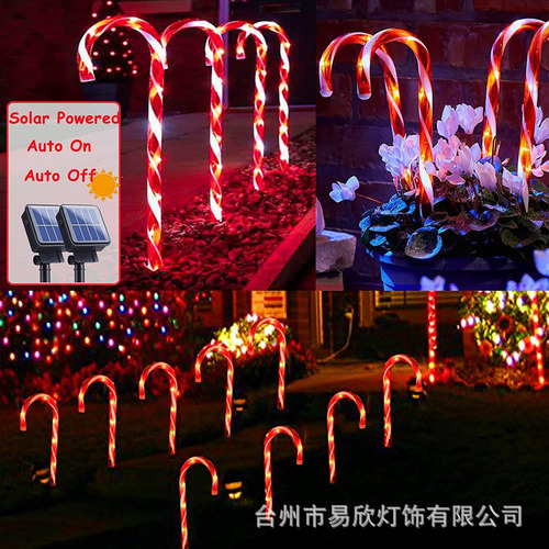 4pzs Navidad 1 Tow 5 Candy Cane Solar Lights