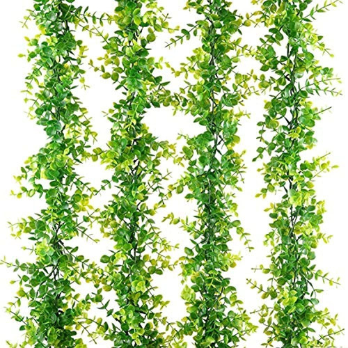 Naidiler 4 Pack Faux Eucalyptus Garland, Fake Eucalyptus Gr.