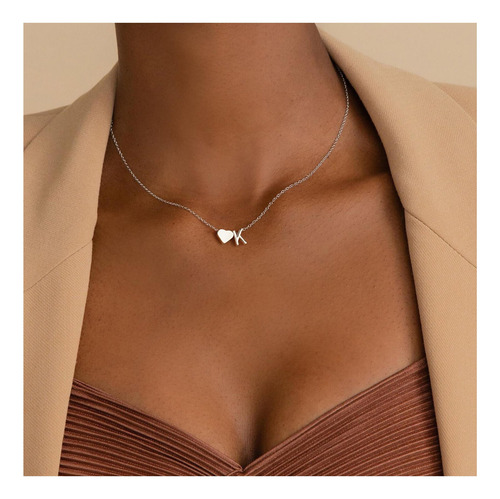 Collar Inicial De Corazón De Turandoss Para Mujeres, Heart K