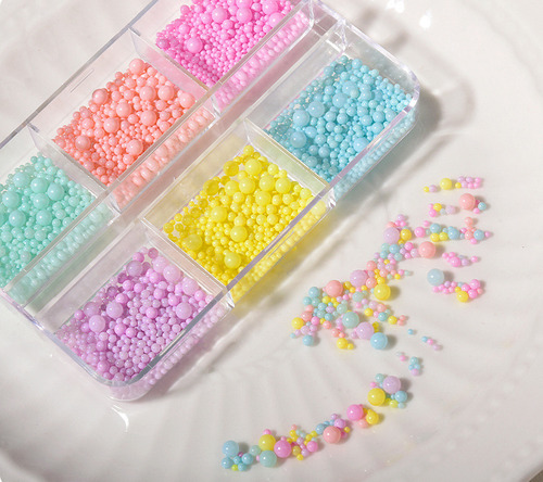 Joyería De Uñas Macaron Colorido Joyería De Cuentas De *6pcs