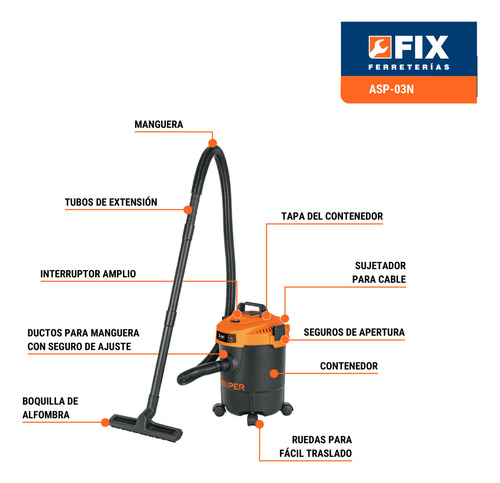 Aspiradora Seco-mojado 3 Gal 3 Hp 127 V Truper Asp-03n Negro Negro