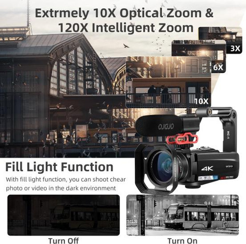 Videocámara 4k Con Zoom Óptico 10x Y Zoom Inteligente 120x,