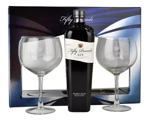 Gin Fifty Pounds London Dry 700ml + 2 Copas Con Estuche