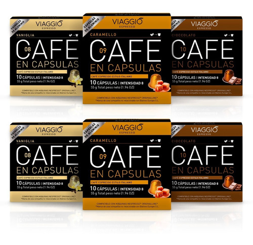Cápsulas Café Viaggio Espresso Saborizados Promo X 60