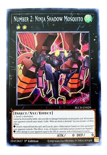 Number 2: Ninja Shadow Mosquito Secret Rare Yugioh!