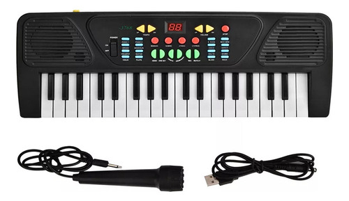 Piano Eléctrico De Juguete For Niños, 37 Teclas Y 8 Rit