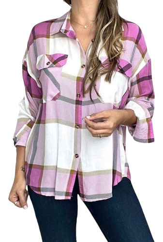 Blusa Camisa Tops Mujer  Manga Larga Botones