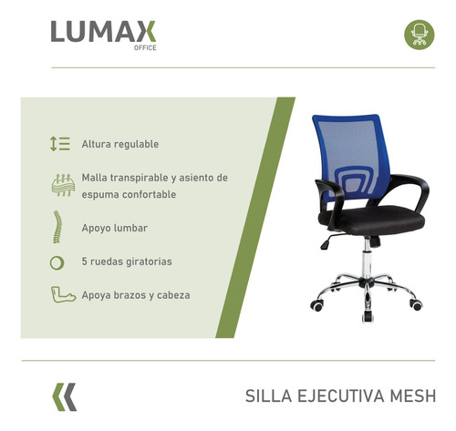 Imagen 2 de 7 de Silla Ejecutiva Escritorio Ezri Mesh Colores Muebles Metinca
