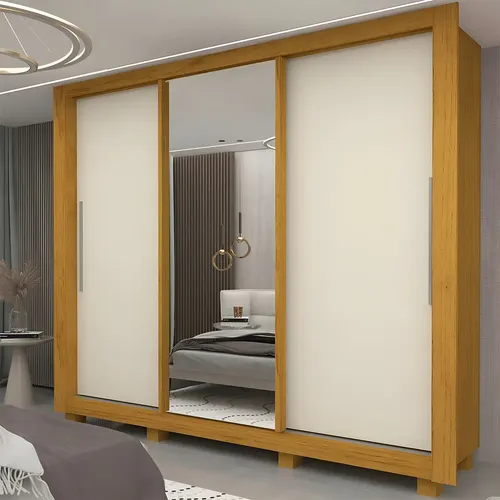 Guarda-roupa Casal 3 Portas 1 Porta Espelhada Com Pés Cgwt