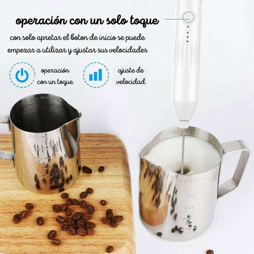 Espumador Batidor Mesclador De Leche Cafe Electrico Crema Blanco