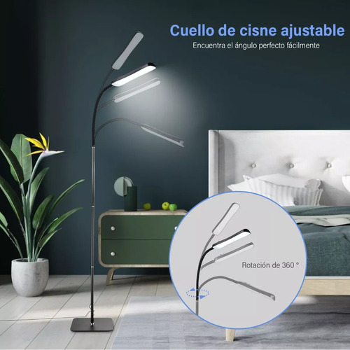 Lámpara De Piso Moderna Con Control Inteligente Por App 10 Niveles De Atenuación Negro Con Control Remoto