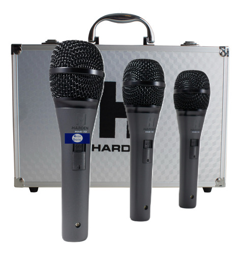 Tres Microfonos Profesionales Harden Kmi-73 Dinamicos Maleta