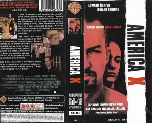 American History X Vhs Edward Norton Edward Furlong