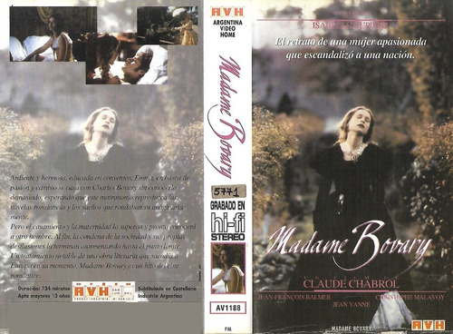 Madame Bovary Vhs Claude Chabrol Isabelle Huppert 1991