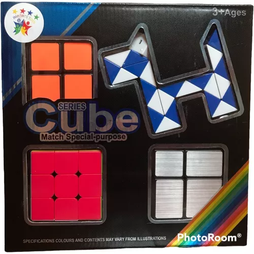 Kit 4 Cubo Mágico 2x2 + 2x2x2 + 3x3x3 + Pirâmide Magic Cube em