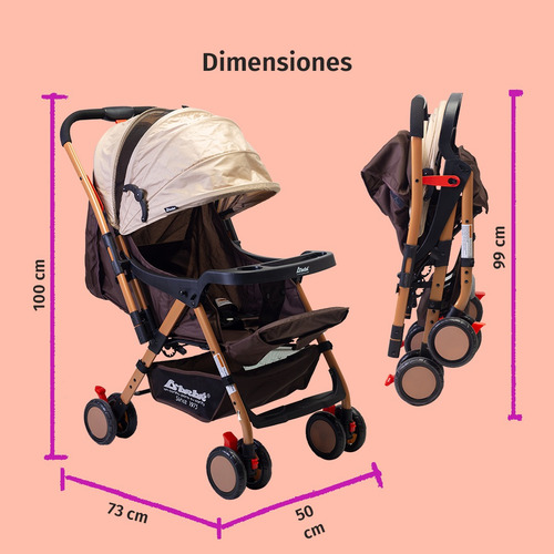 Carriola Reversible Para Bebé D Bebe Bm Caqui Beige