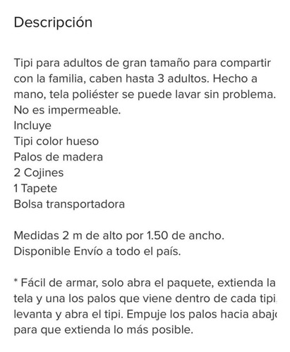 Tipi Recreativo Beige (Usado)