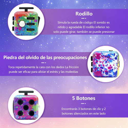 Cubo Antiestres, 4pcs Fidget Cubo Alivia El Estrés Y La