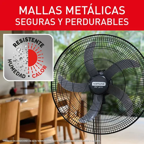 Ventilador Samurai Profesional Negro 22 Mallas Metalicas