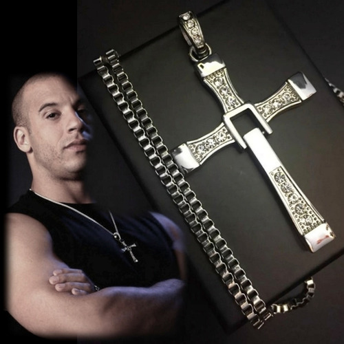 Colar Velozes E Furiosos Dom Toretto Cruz + Corrente 70 Cm Cor Prata