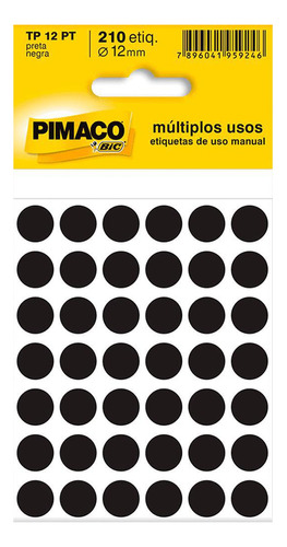 Etiqueta Multiuso Ø 12 Mm 5 Folhas Tp12 Preto Pimaco