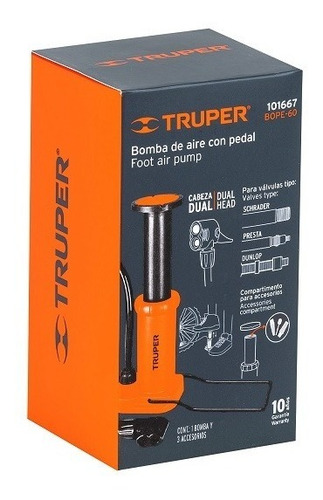 Imagen 5 de 5 de Bomba Para Inflar Balones Llantas De Pedal Pretul C/valvulas
