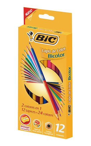 Lapices Color Bic Bicolor 12 Lapices 24 Colores