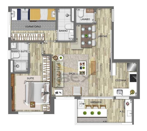 Imagem 9 de 30 de Apartamento De 2 Dormitórios Sendo 1 Suíte À Venda, 53 M² Por R$ 517.000,00 - Alphaville Empresarial - Barueri/sp - Ap0711