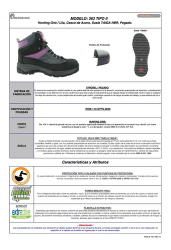 Imagen 5 de 5 de Bota Berrendo 363 Con Casquillo De Acero Para Mujer