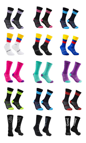 Medias Ciclismo Running 3/4 Colores Varios Tejido Premium 