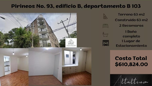 Departamento En La Delegación Benito, Col. Portales Sur, Calle Pirineos No. 93, Edificio B, Departamento B 103.   Nb10-di