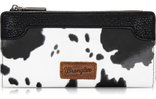 Cartera Plegable Con Estampado De Vaca Wrangler Para Mujer,