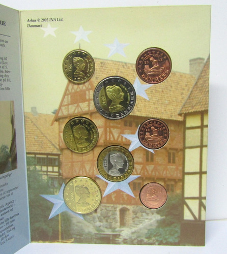 Dinamarca 2002 Set De 8 Monedas Ensayo Prueba Centavos Euro