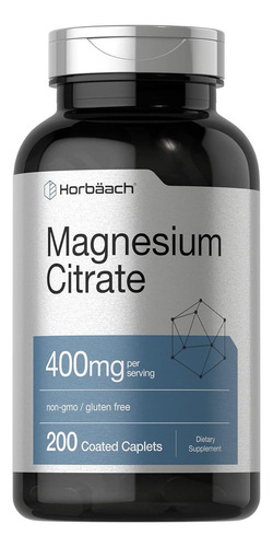 Citrato De Magnesio 400 Mg Con 200 Comprimidos Horbaach Sabor S/n