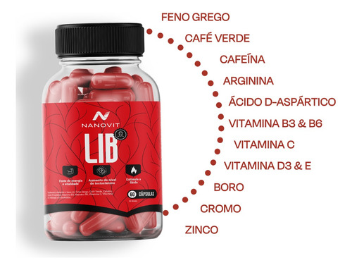 Nanovit Lib Man 60 Cáps - Feno Grego + 12 Nutrientes