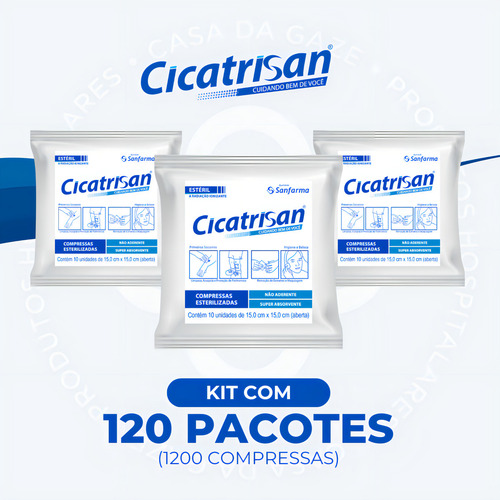 Compressa Não Aderente Estéril Cicatrisan 120 Env (1200 Un)