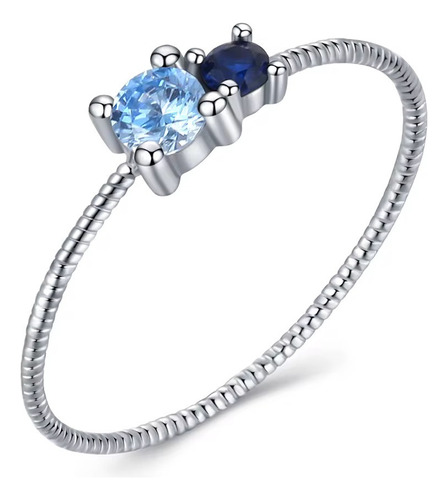 Anillo Con Piedras Topacio Azul Zafiro Plata Real 925 Mujer Azul 9
