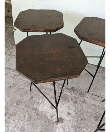 Taburete Antiguo De Hierro Y Madera, Asiento 29cm, Alto 44cm (Usado)