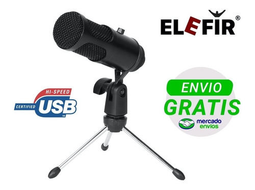Kit Microfono Condenser Usb Elefir Tripode Brazo Antipop