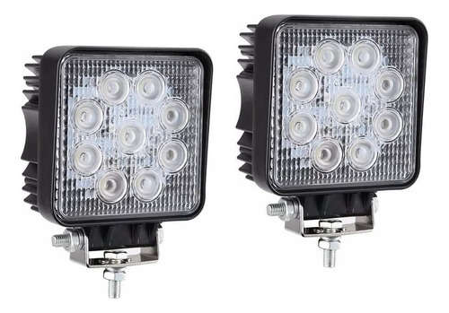 Par Faro Barra Auxiliar Cuadrado 4x4 Led Off Road 27w 12 24v