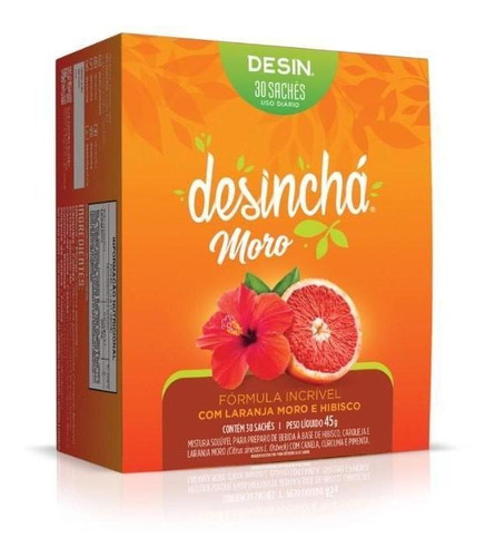 Chá Desinchá Sabores Laranja Moro + Hibisco - 30 Saches